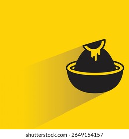 ice cream cup icon with shadow on yellow background