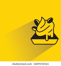 ice cream cup icon with shadow on yellow background