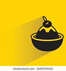 ice cream cup icon with shadow on yellow background
