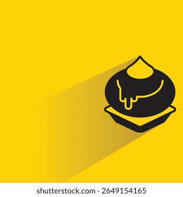ice cream cup icon with shadow on yellow background