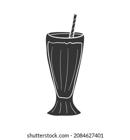 Eiscreme-Cup-Symbol Silhouette Illustration. Trinken Sie Vektorgrafik Piktogramm Symbol Clip Art. Doodle Sketch Black Sign.