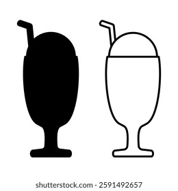Ice cream cup icon, simple flat style, illustration, logo sign symbol pictogram template, for ui or ux isolated on white for mobile app, editable