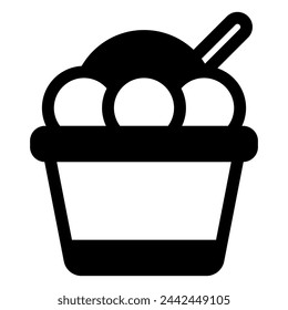 icono de la taza del helado en estilo sólido