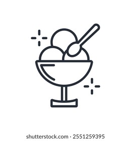 Ice cream cup icon. vector.Editable stroke.linear style sign for use web design,logo.Symbol illustration.