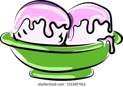 Ice cream in cup, illustration, vector on white background.