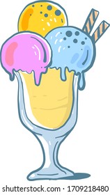 Ice cream in a cup, illustration, vector on white background