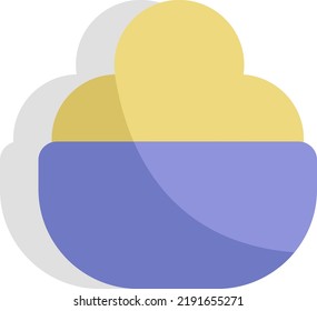 Crema de hielo en una taza, ilustración, vector sobre un fondo blanco.
