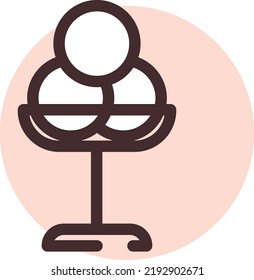 Ice cream in cup, illustration, vector on a white background.