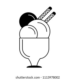 Ice cream cup isolated in black and white