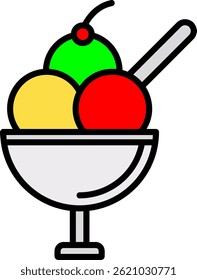 Ice Cream CUP Line Filled Vector Icon Design