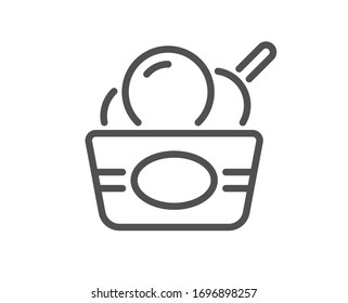 Ice cream cup line icon. Vanilla sundae sign. Frozen summer dessert symbol. Quality design element. Editable stroke. Linear style ice cream icon. Vector