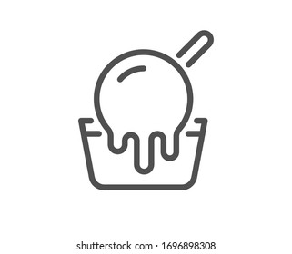 Ice cream cup line icon. Vanilla sundae sign. Frozen summer dessert symbol. Quality design element. Editable stroke. Linear style ice cream icon. Vector