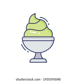 Ice Cream Cup Line Icon Isolated On White Background