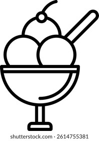 Ice Cream CUP Line Vector Icon Design