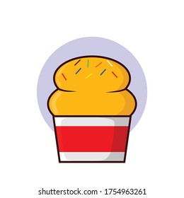 taza de helado naranja con rociado
