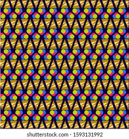 Ice Cream Cup seamless vector pattern. Dark Blue background.