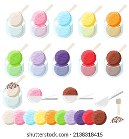 Ice cream cup set. Vector illustration.