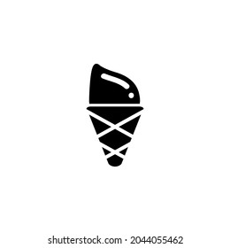 Ice Cream Cup Silhouette Icon On White Background