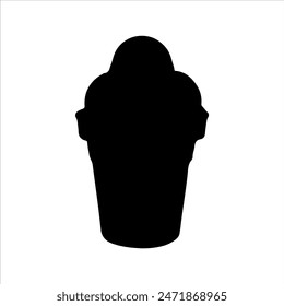Ice cream cup silhouette isolated on white background. Ice cream cup icon vector illustration design.