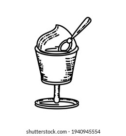 ice cream cup spoon sketch