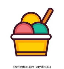 ice cream cup sweet summer frozen scoop vector