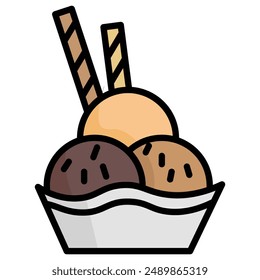 ice cream cup sweet summer frozen scoop vector