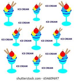Ice cream cup with text isolated on white background. Vector illustration.