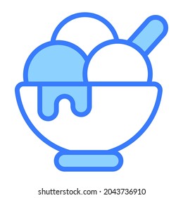 ice cream cup vector Blue outline icon. Hindu festival, Hindu celebration icon.