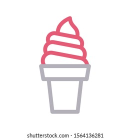 ice cream  cup vector colour line icon 