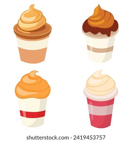 ice cream cup , vector design set