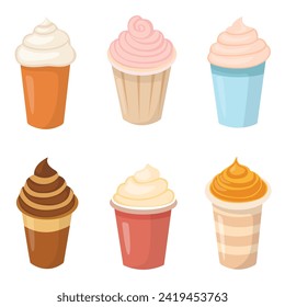 taza de helado, conjunto de diseño vectorial