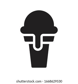 ice cream cup vector glyph flat icon 