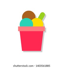 Ice cream cup vector illustration, Sweets flat design icon