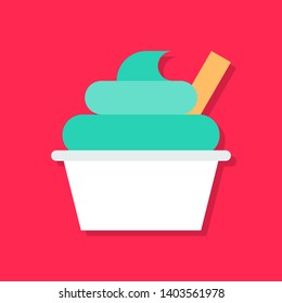 Ice cream cup vector illustration, Sweets flat design icon