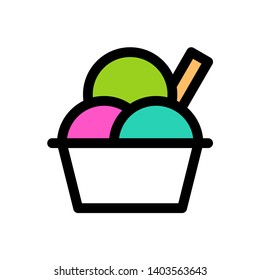 Ice cream cup vector illustration, Sweets filled icon editable outline