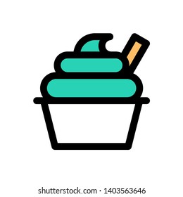 Ice cream cup vector illustration, Sweets filled icon editable outline