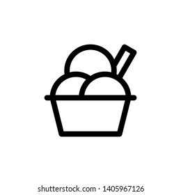 Ice Cream Cup Vector Illustration, Sweets Line Design Icon