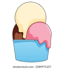 Ice cream in a cup. Vector illustration on a white background