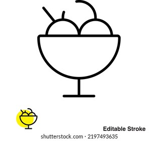 Ice Cream Cup Vector Line Icon