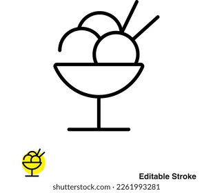 Ice Cream Cup Vector Line Icon