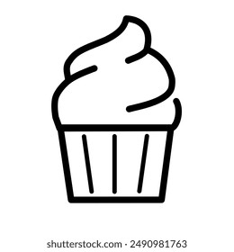 Ice cream cup with vector line art style