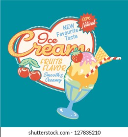 Ice cream cup - Vector print for girl t shirt in custom colors