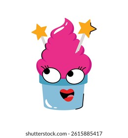 Ice Cream cup vector Sticker. Eps 10 file