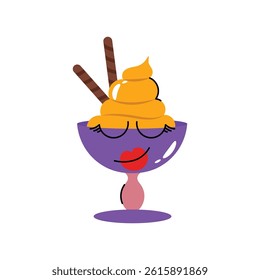 Ice cream cup vector Sticker. Eps 10 file
