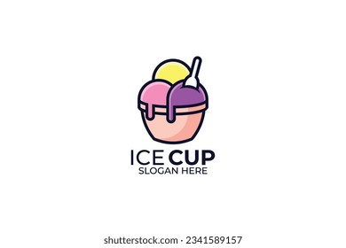 ice cream cup vector template design logo