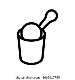 ice cream cup vector thin line icon 