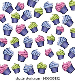 Ice cream cupcake colorful vector illustration