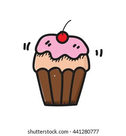  Ice cream cupcake hand drawn template