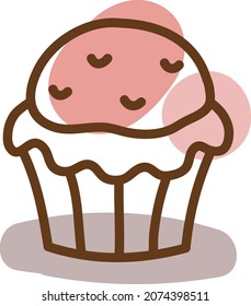Eiscreme-Cupcakes, Illustration, Vektorgrafik, auf weißem Hintergrund.