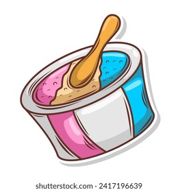 Ice cream cute cartoon doodle hand draw illustration art